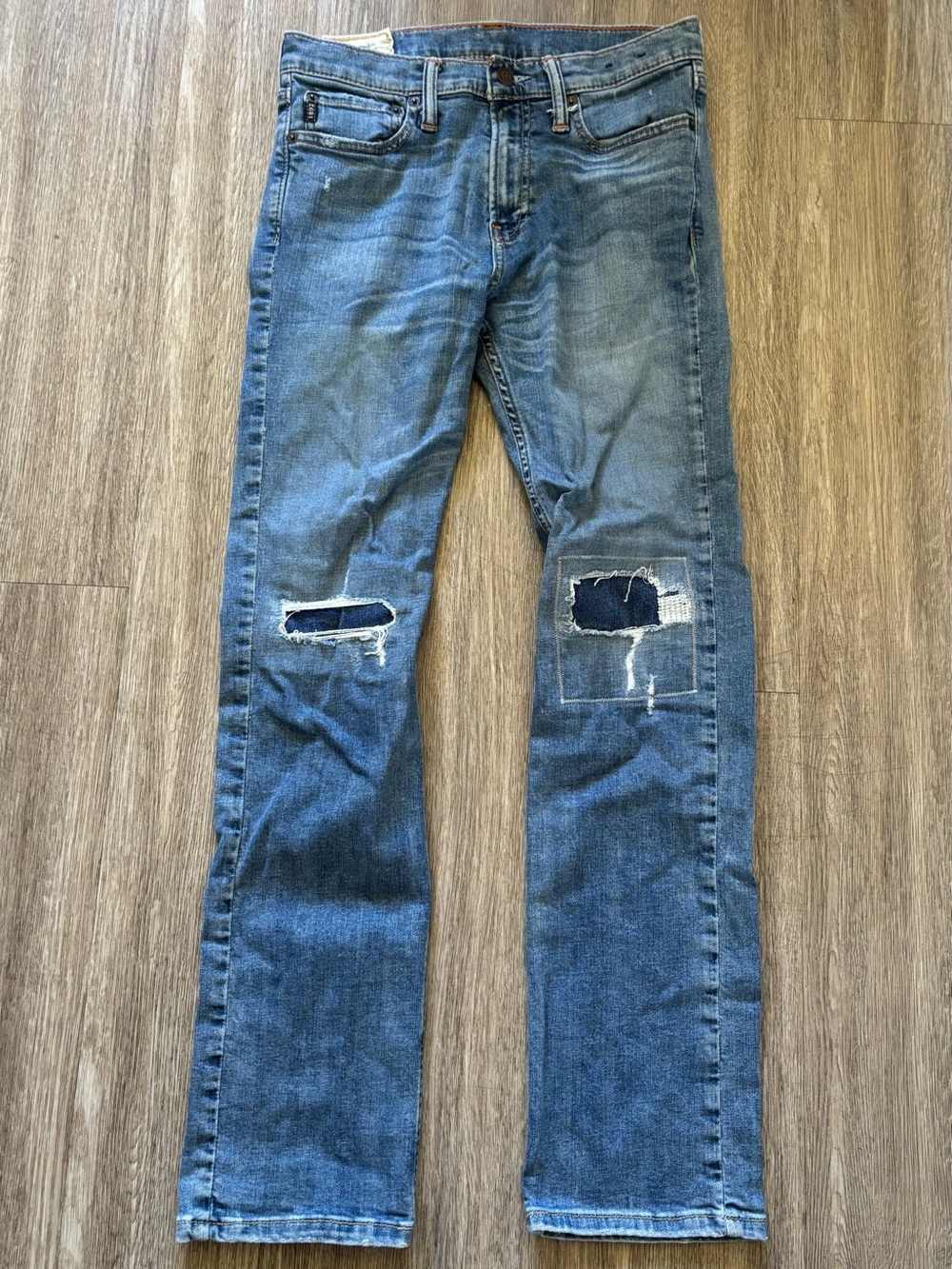 abercrombie kids Distressed Blue Straight Jeans